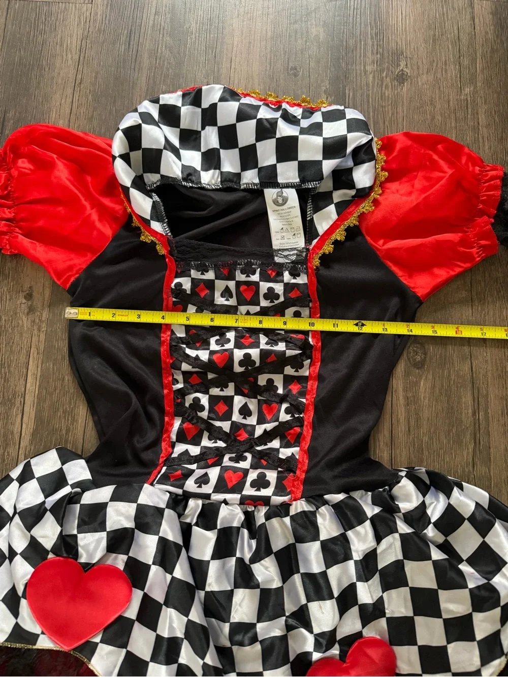 Teens Queen of Hearts Costume Red Black Checkerboard Layered Dress Halloween 14